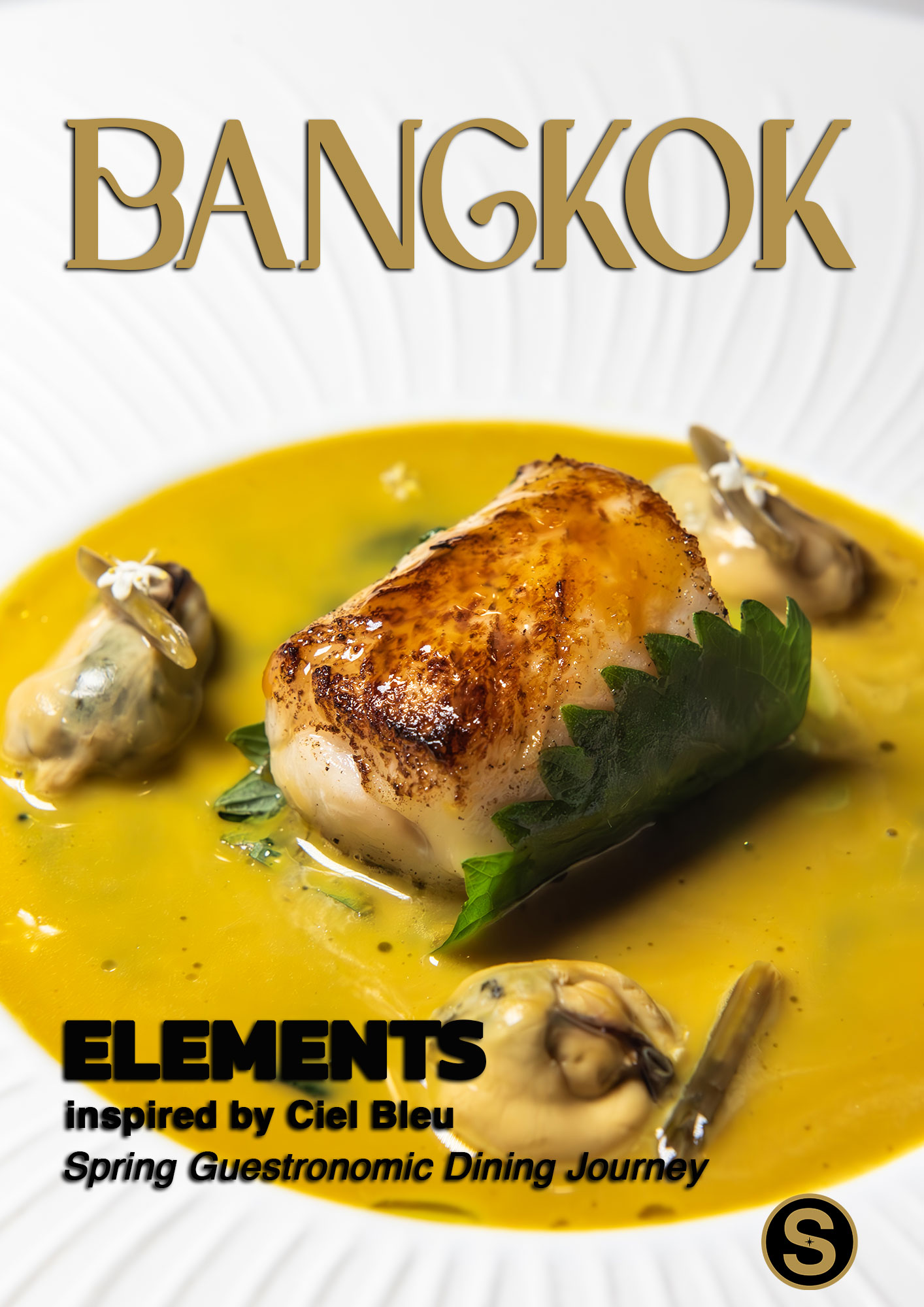 Elements inspired by Ciel Bleu Bangkok one michelin star spring menu 2024