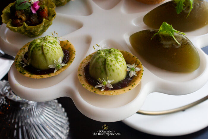 Trio Cheese Mousse | Garlic Flower | Hojicha