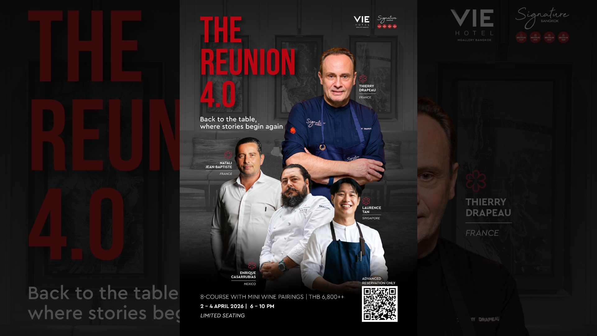 เชฟมิชลินสตาร์ 4 ท่านร่วมกันปรุงอาหารในงาน The Reunion 4.0 ณ Signature Bangkok