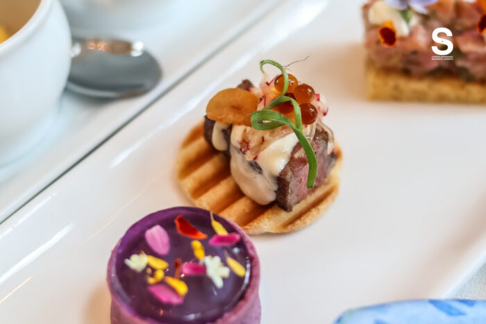 Beef Tataki with Ponzu Gel and Crispy Garlic