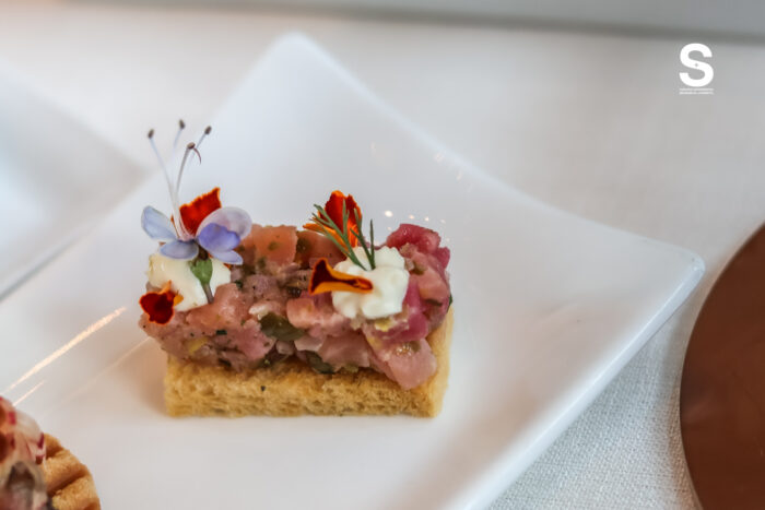 Beetroot-cured Salmon with Edible Flowers