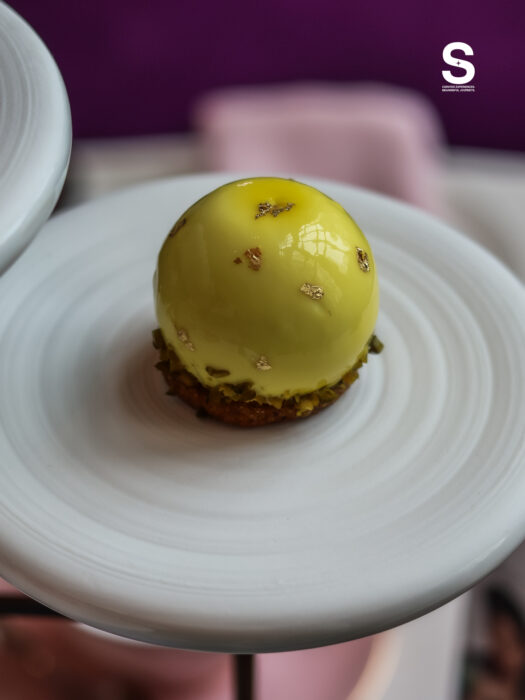 Lemon Yoghurt Mousse, Pistachio Diamond Cookie