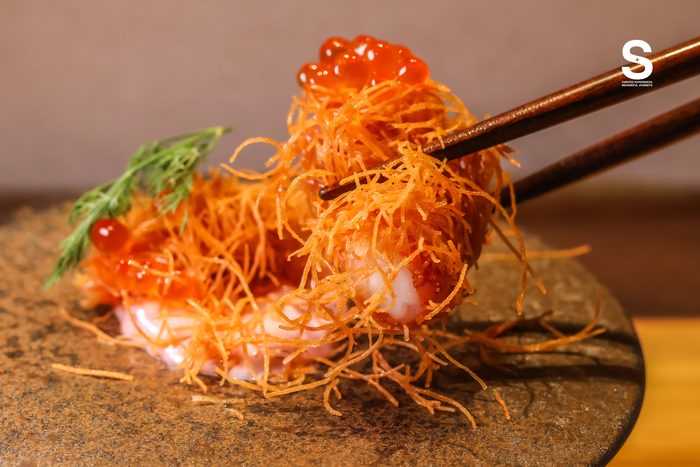 Kadaif Shrimp, Ikura Tartare Sauce