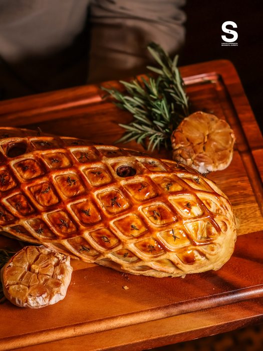 Wagyu Tenderloin Wellington, Truffle Spiked Red Wine Jus